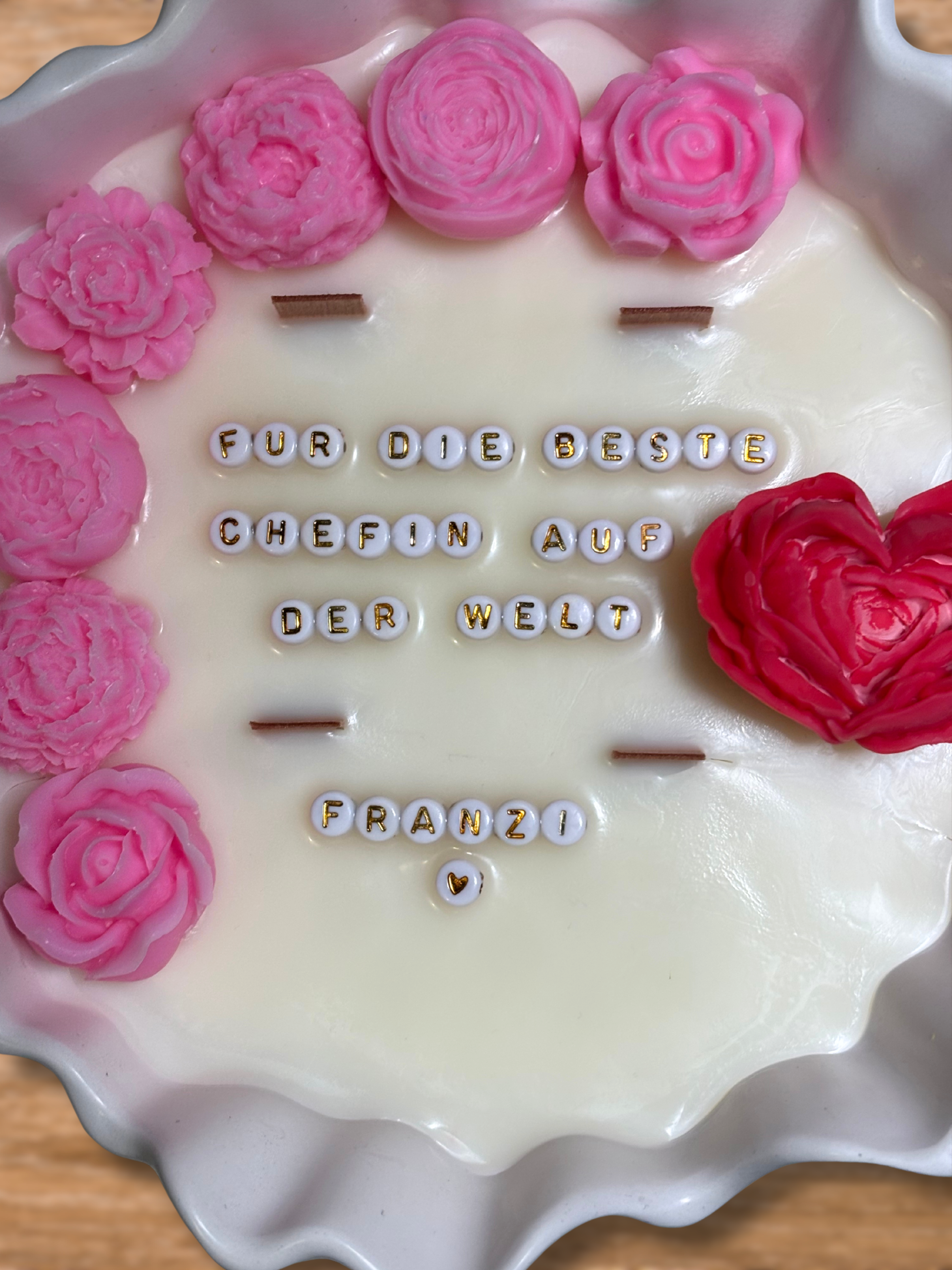 Premium-Blumenkerze mit Botschaft 