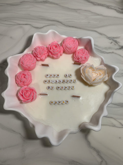 Bougie Florale Premium avec un message