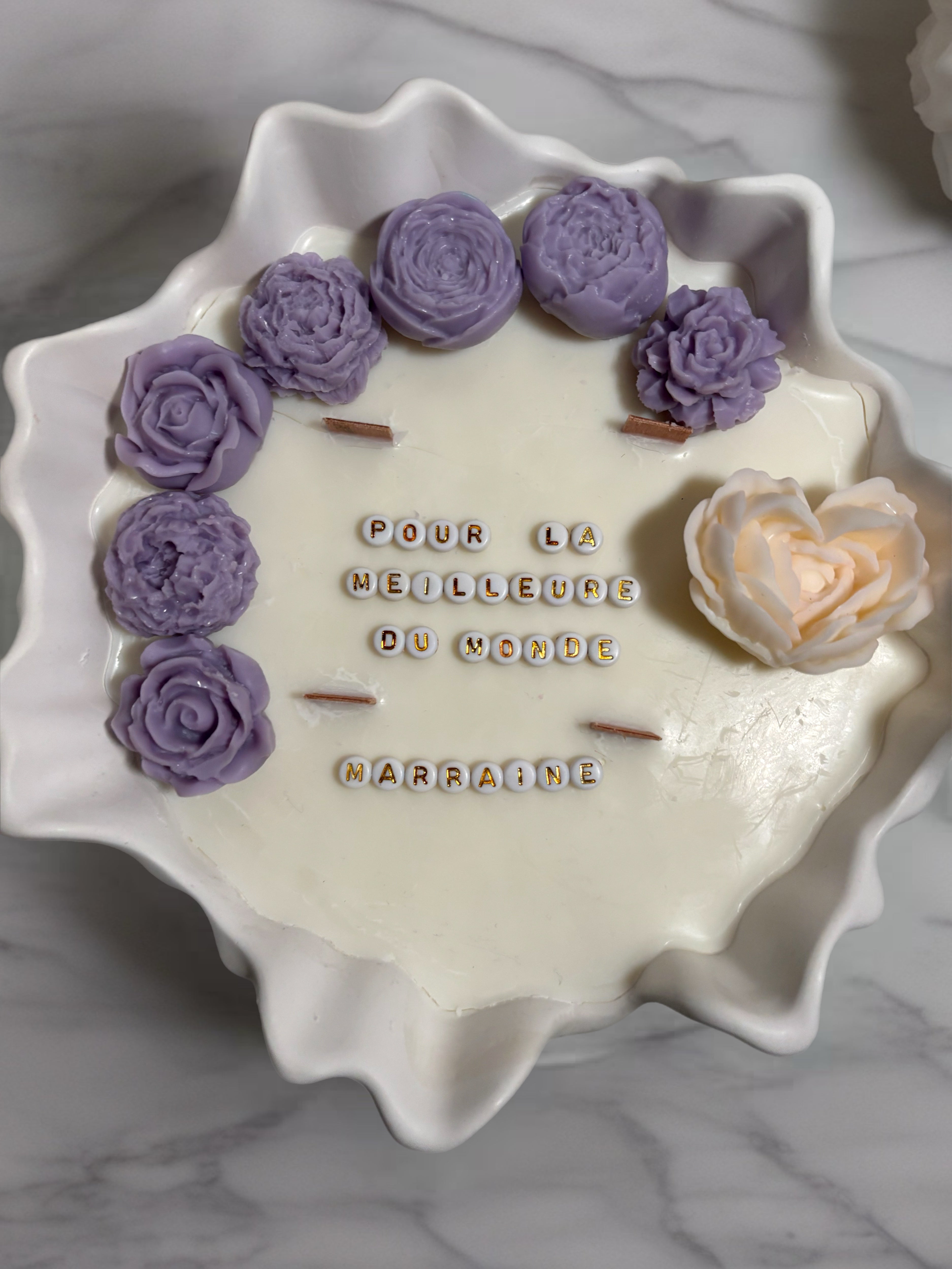 Premium-Blumenkerze mit Botschaft 