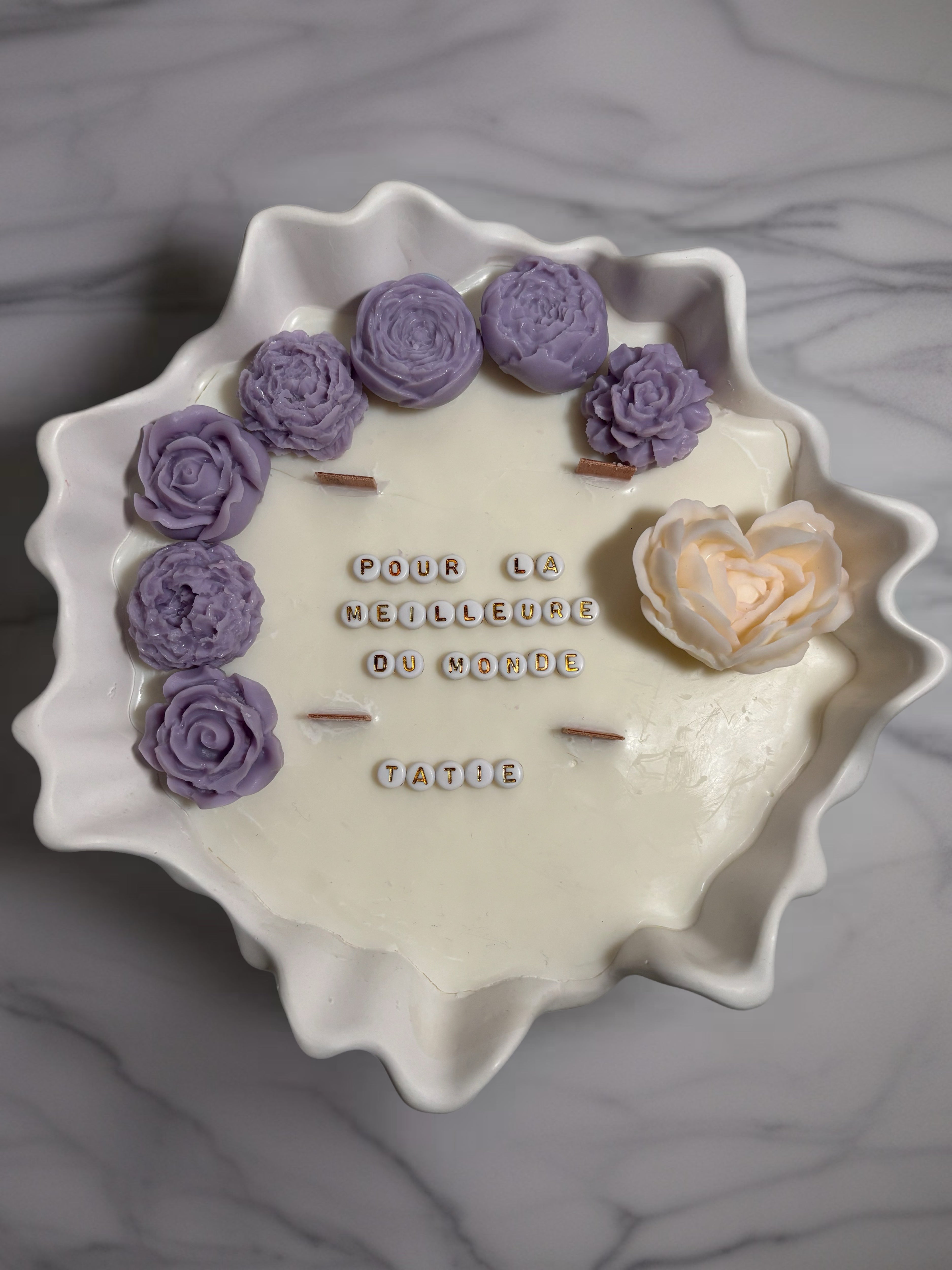 Premium-Blumenkerze mit Botschaft 