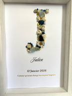 Tableau de naissance personnalisé avec fleurs séchées