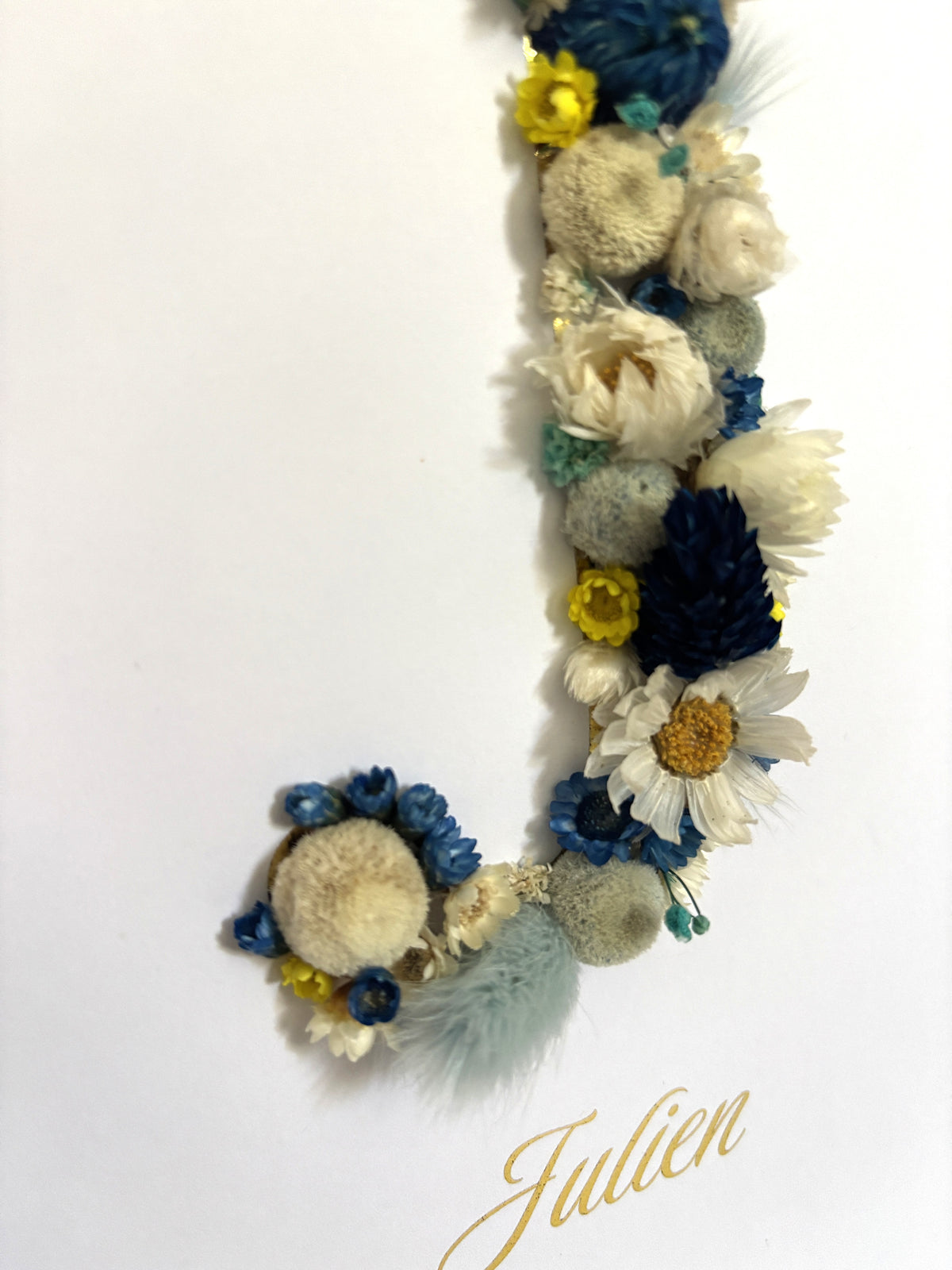 Tableau de naissance personnalisé avec fleurs séchées
