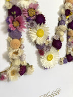 Tableau de naissance personnalisé avec fleurs séchées